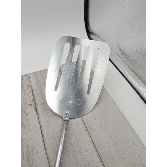 Chief Slotted Spatula Flipper Server 12 1/2" Black Handle Chrome - Picture 2 of 8